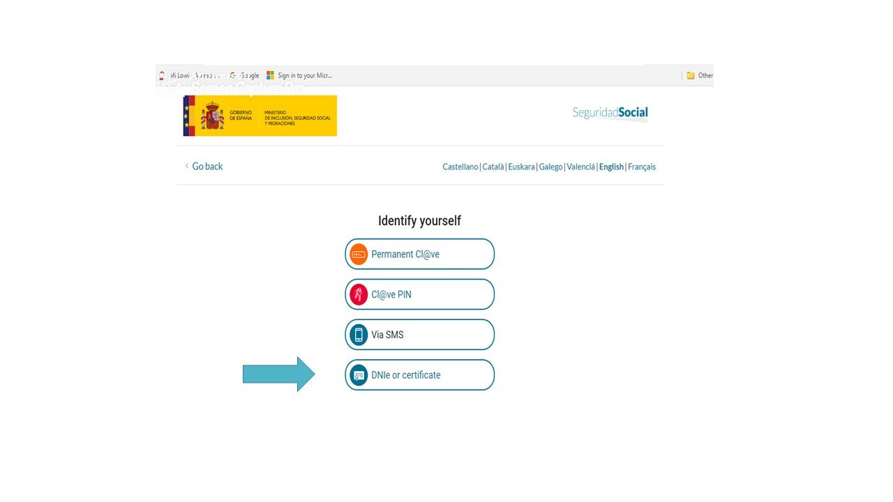 Acceso con DNIe o cerfificado.