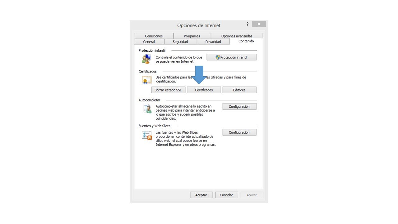 Certificado en Opciones de Internet.