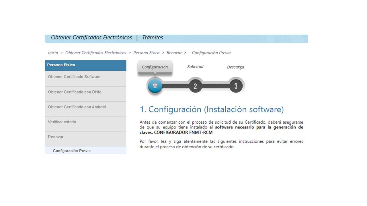 Configuración previa para renovar el certificado digital.