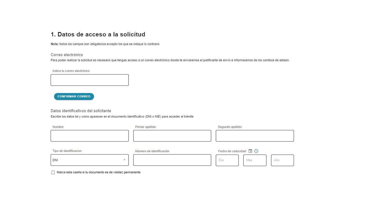 Datos indentificativos de accesi sin certificado digital.