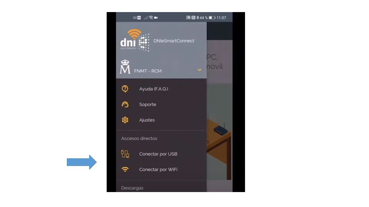 Elegir conexión de la apk lector del DNIe.