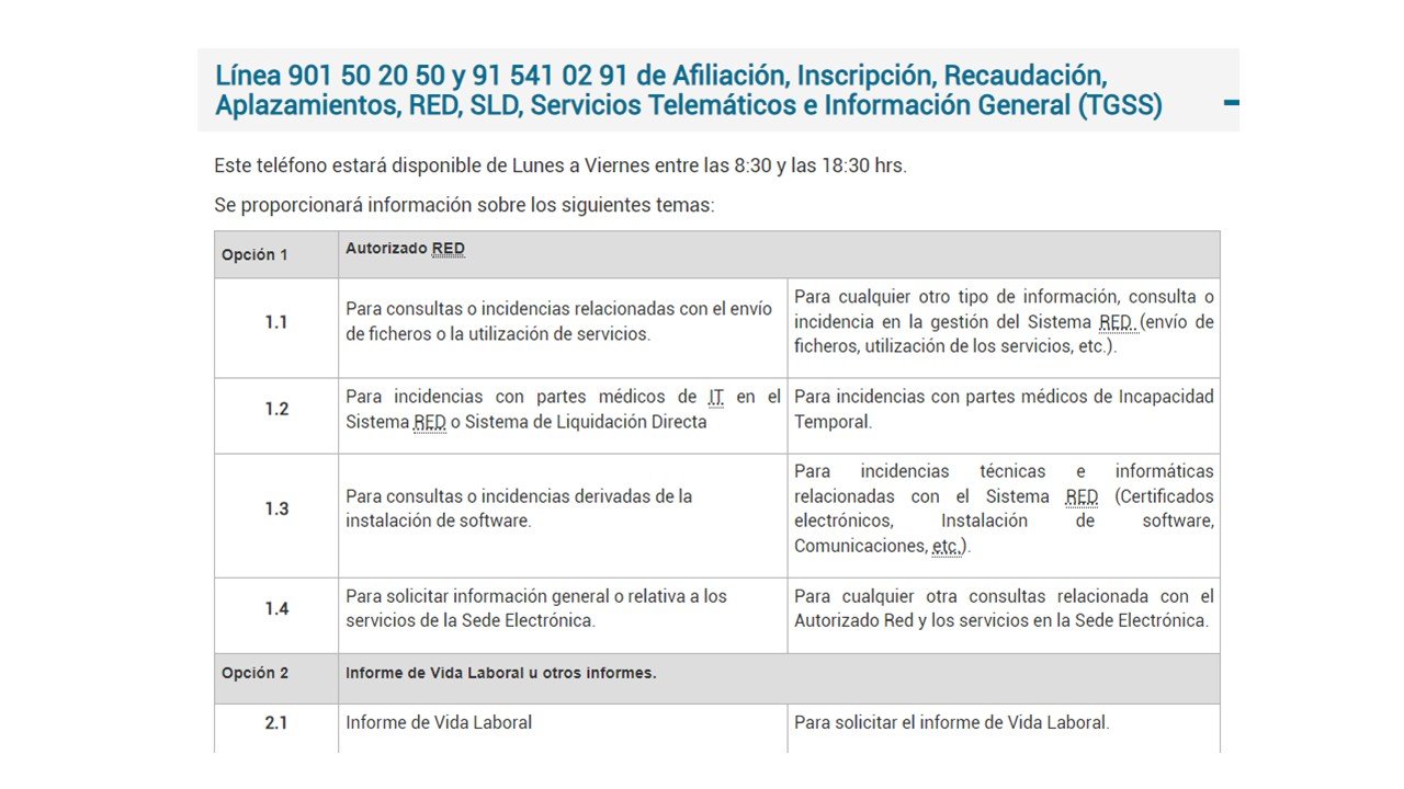 Teléfono de la Seguridad Social